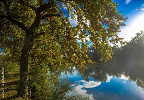 Beautiful shot of the Pradella lake with the reflection in France photo