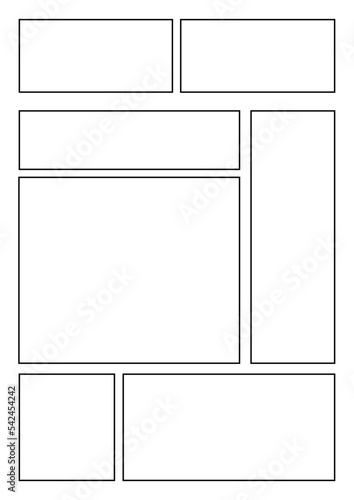 simple A4 template of a manga storyboard layout