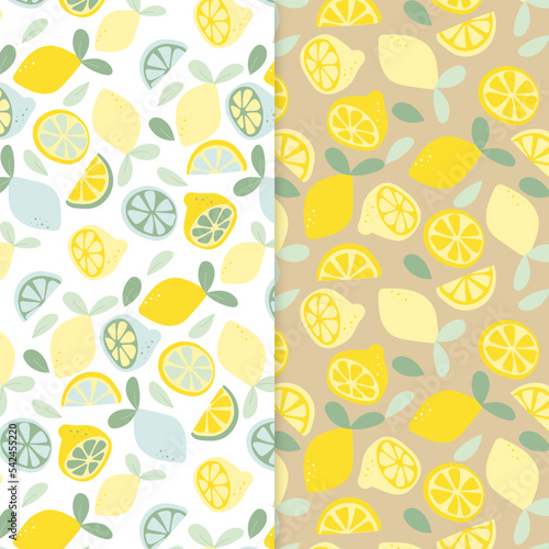 Fototapeta Naklejka Na Ścianę i Meble -  Zitrusfrüchte Muster - flat design, minimalistisch und einfach in gelb und türkis 
