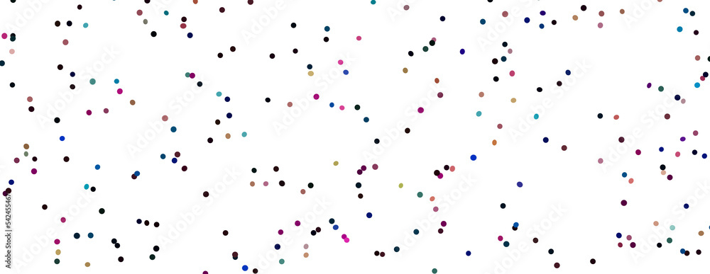 Colorful assorted confetti with serpentine on white