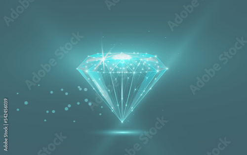 abstract image of a diamond. shining gem. making up diamond jewelry, vector illustration, background, frame, dots, lines, low poly. eps 10