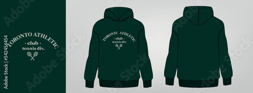 green hoodie art design, tennis logo photo