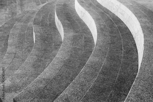 Architectural design of curve stairs. Building abstract background