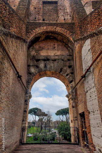 View of a Colosseum arch from the inside