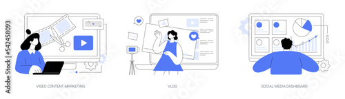 Online digital campaign abstract concept vector illustrations.