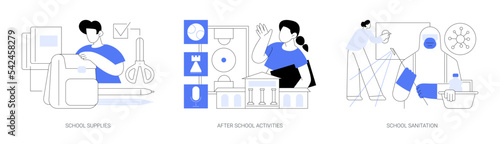 School life abstract concept vector illustrations.