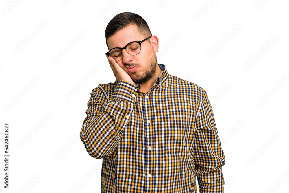 Young caucasian man isolated who is bored, fatigued and need a relax day. Young caucasian man isolated who is bored, fatigued and need a relax day.
