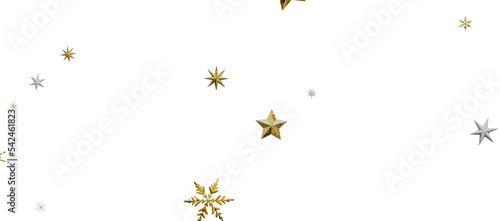 Christmas theme, golden openwork shiny snowflakes, star © vegefox.com