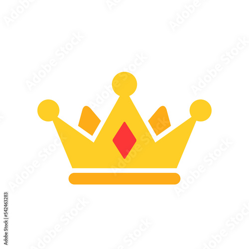 Crown Icon in flat outline style isolated on white