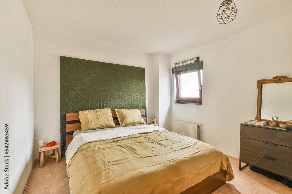 Interior of modern bedroom with bed Interior of modern bedroom with bed