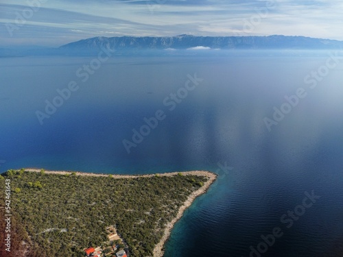 Aerial view of the Zarace Bay in Hvar island, Croatia photo