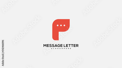 Letter P chat communication logo design vector illustration