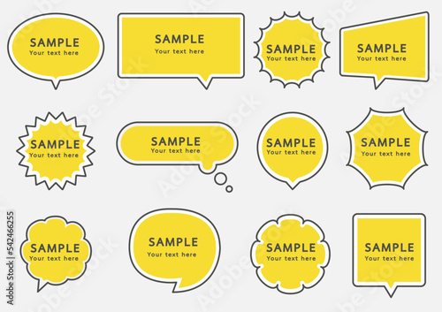 design set of stickers comics cloud. manga frame