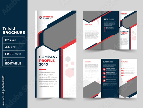 Blue corporate professional trifold brochure modern cover design template