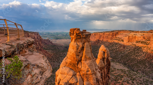 Late evening at Colorado National Monument in Grand Junction, Colorado- Otto's Trail overlooking Monument Canyon 