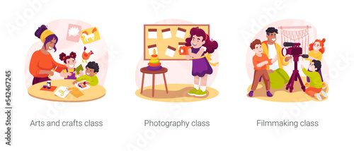 After school creativity development isolated cartoon vector illustration set