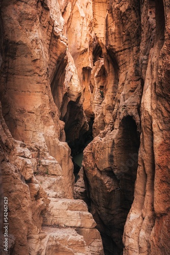 Vertical shot of the sandstone formations in the canyon