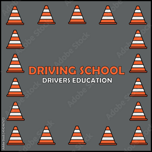 Icon for driving school. Driver education. Traffic cones on a gray background