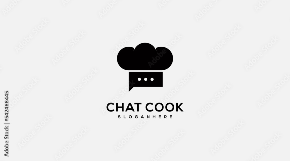 Chef chat vector logo design. Illustration of chef hat and chat symbol. Chef chat vector logo design. Illustration of chef hat and chat symbol.