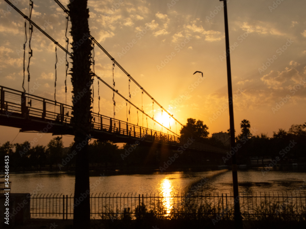 sunset over the river