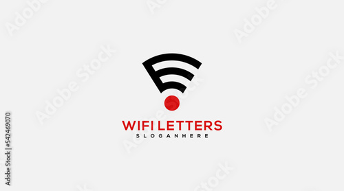 Letter E wifi logo design vector template