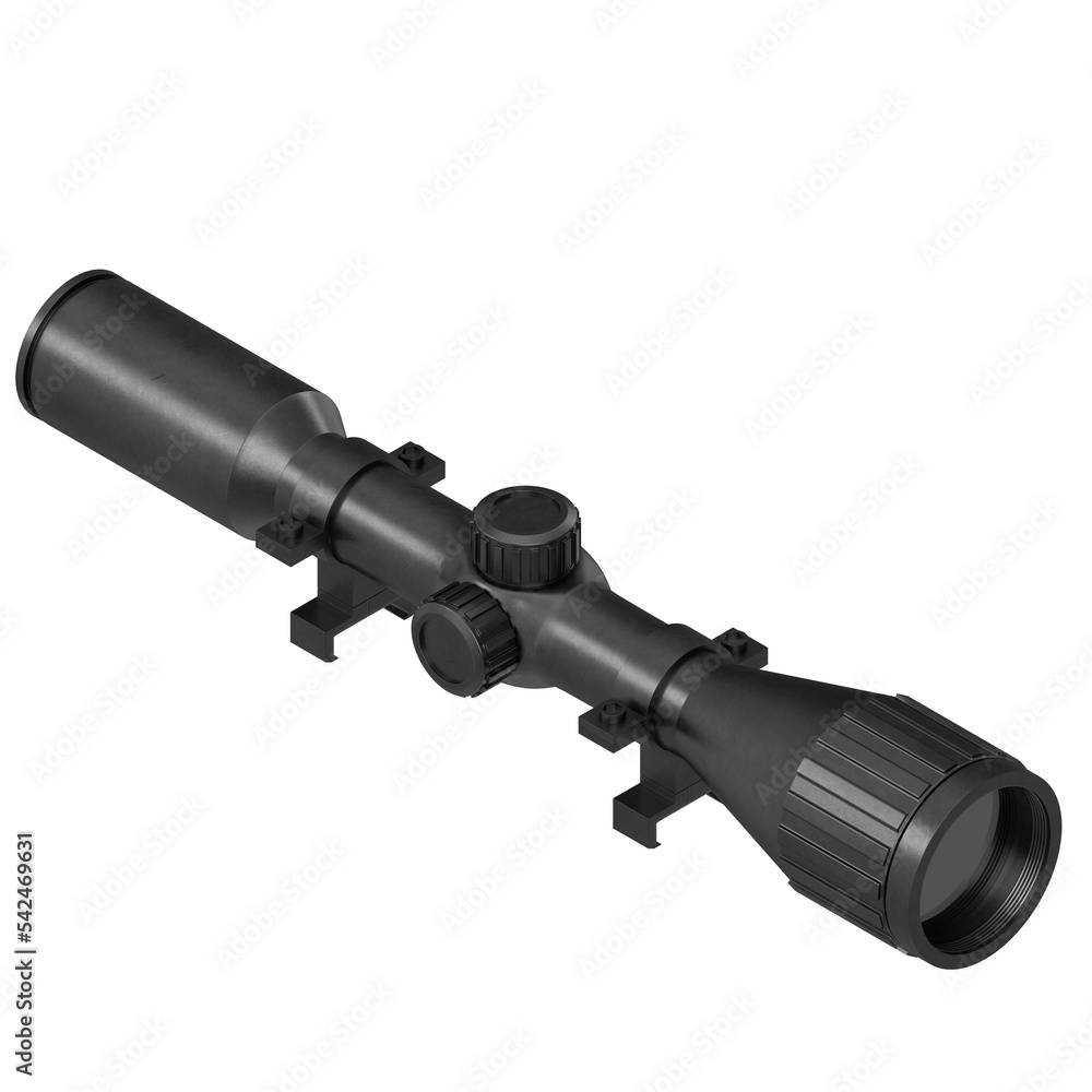 3d rendering illustration of a rifle scope 3d rendering illustration of a rifle scope