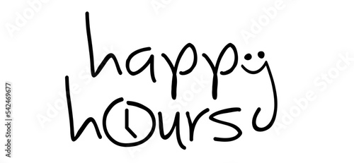 Cartoon happy hours with botlle for pubs, nightclubs, bars, restaurants and cafe. For Drinking glass and bottle wine or beer concept. Fest time or party time. 
Smile face and clock