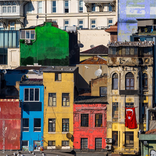 Antique old colored houses in Azapkapı, Fermeneciler Cd photo