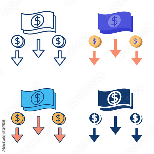 Deflation icon set in flat and line style