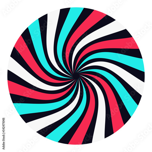 Abstract circle swirl background for popular social network. White - blue - pink on black modern advertising design. Vector illustration Isolated on white background