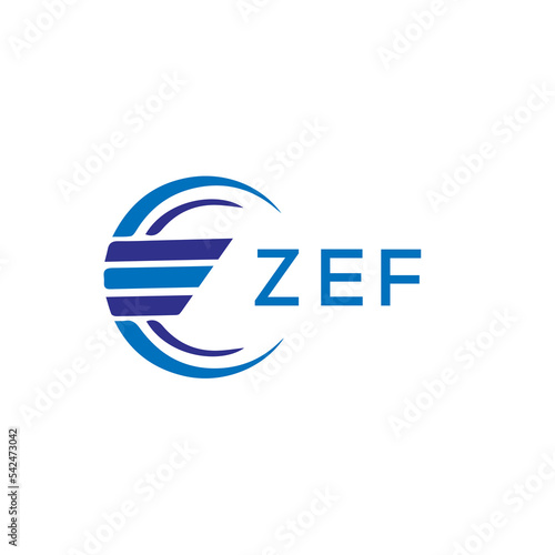 ZEF letter logo. ZEF blue image on white background. ZEF vector logo design for entrepreneur and business. ZEF best icon. photo