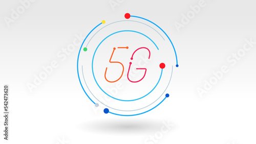 5G digital tech logo icon button background