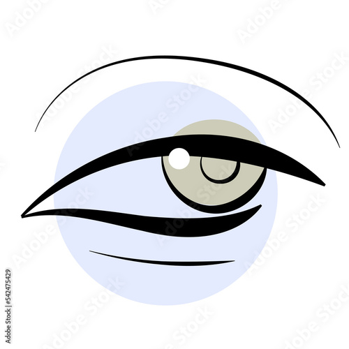 vector simple illustration of eye with blue and green color