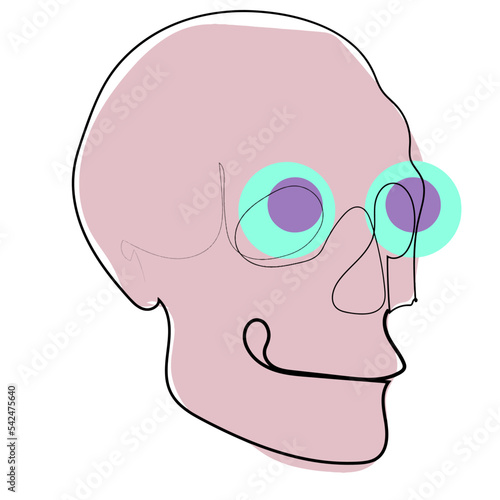 vector simple illustration skull with pink color