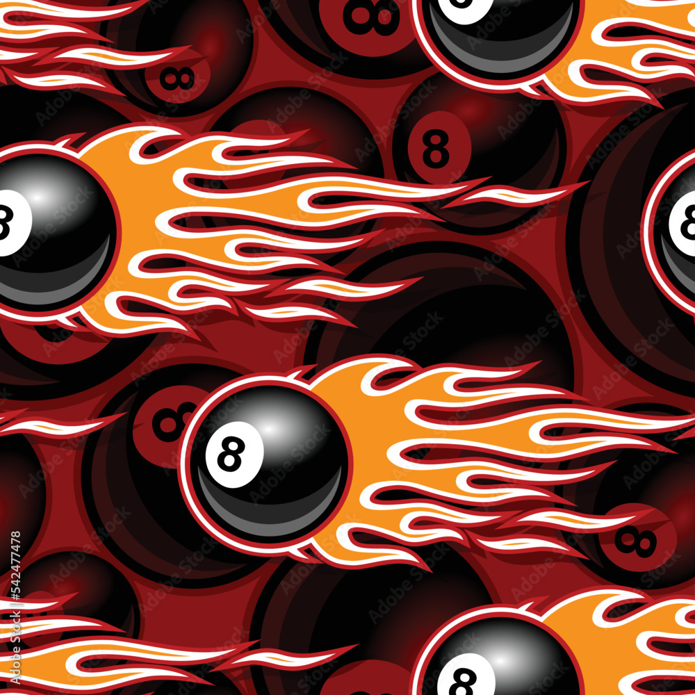 8 ball seamless pattern billiards repeating tile background snooker wallpaper texture vector art image