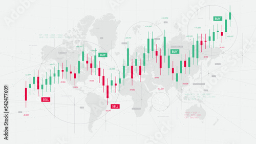 Futuristic dashboard graph of forex statistics, business and financial analytics, profit and cost rate on white background, vector illustration