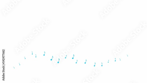 Wallpaper Mural Animated blue notes fly from left to right. A wave of flying notes. Concept of music. Vector illustration isolated on the white background. Torontodigital.ca