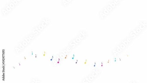 Wallpaper Mural Animated colorful notes fly from left to right. A wave of flying notes. Concept of music. Vector illustration isolated on the white background. Torontodigital.ca