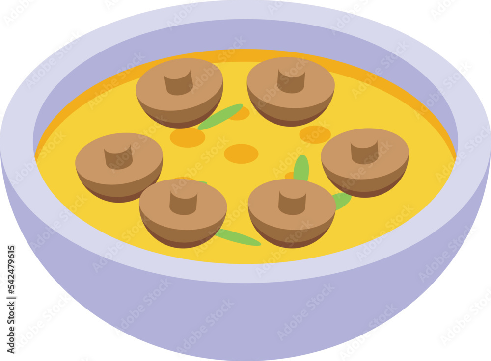 Mushroom soup icon isometric vector. Cheese food. Dinner menu Mushroom soup icon isometric vector. Cheese food. Dinner menu