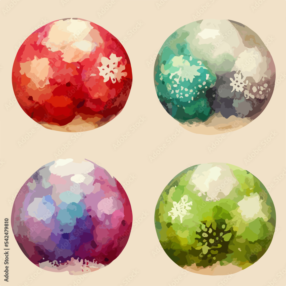 Seamless christmas decoration bubbles, aquarelle balls endless background pattern. Winter collection