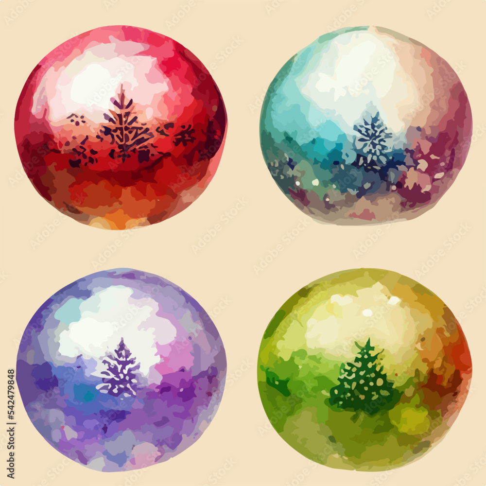 Seamless pattern christmas balls, aquarelle xmas balls endless pattern. Winter holidays