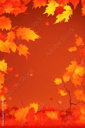 autumn landscape painting with clear blank background for product and text display. text display  clear background  painting rendering  illustration.