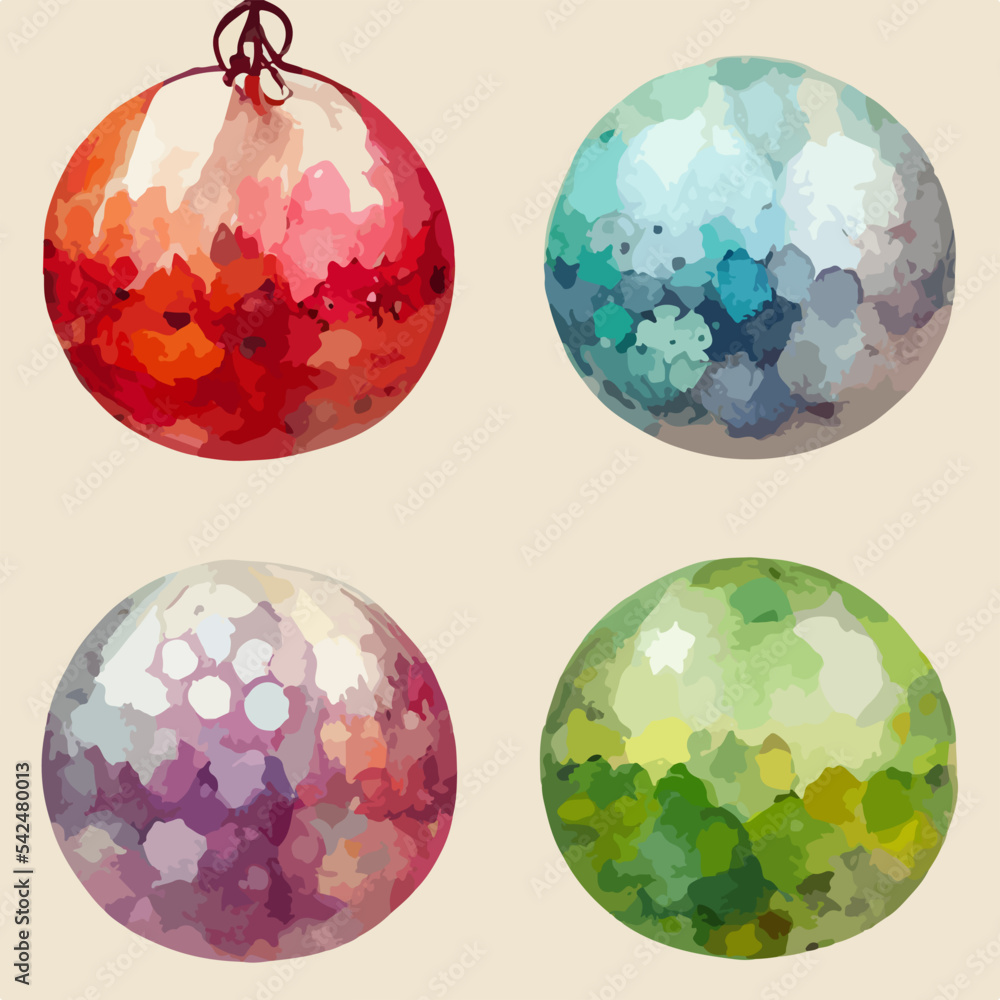 Seamless pattern christmas balls, aquarelle xmas balls endless background pattern. Multicolor
