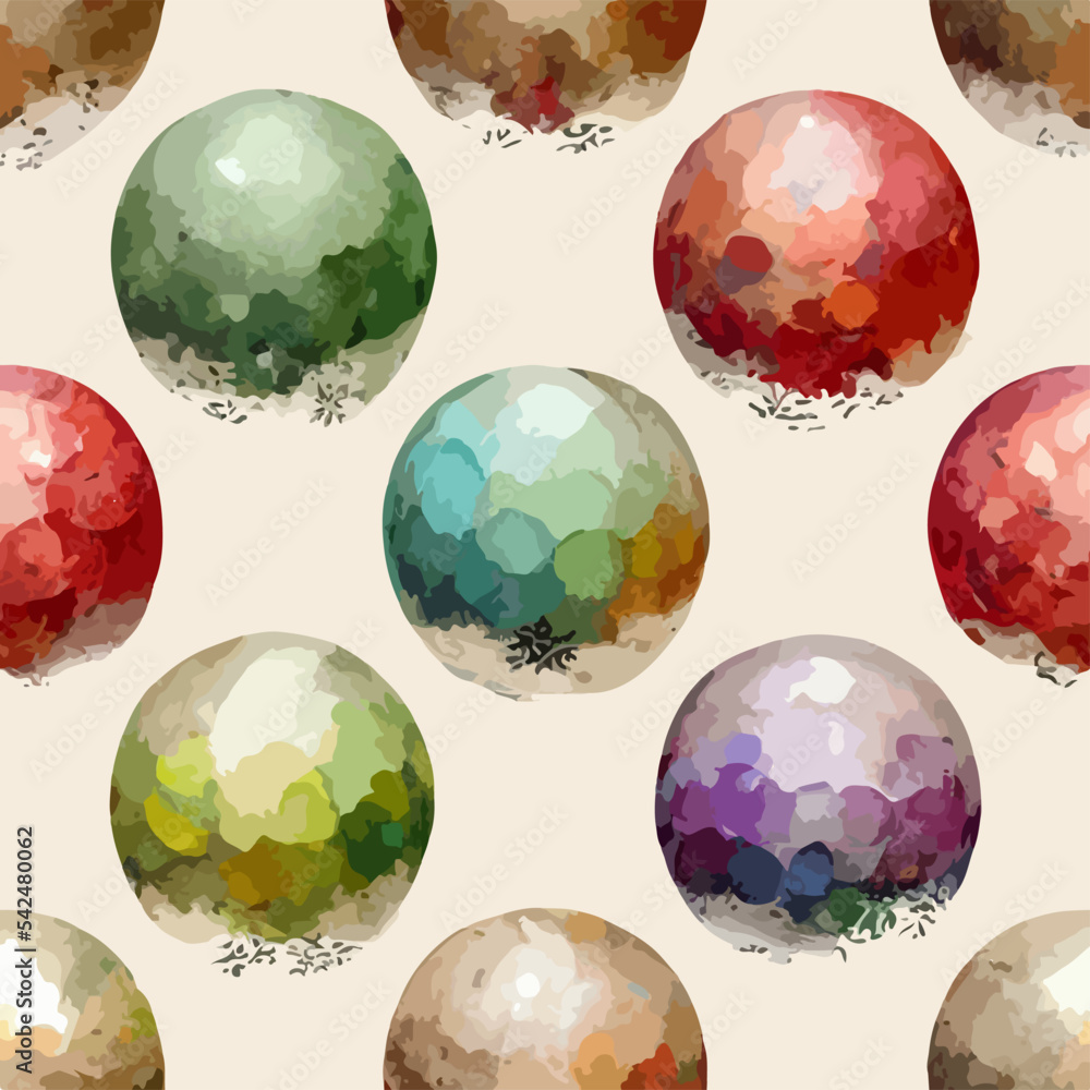 Seamless pattern christmas balls, aquarelle balls endless pattern. Winter collection