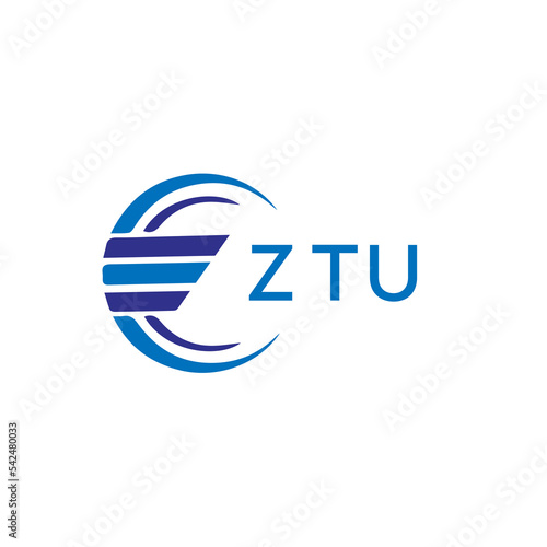 ZTU letter logo. ZTU blue image on white background. ZTU vector logo design for entrepreneur and business. ZTU best icon. photo