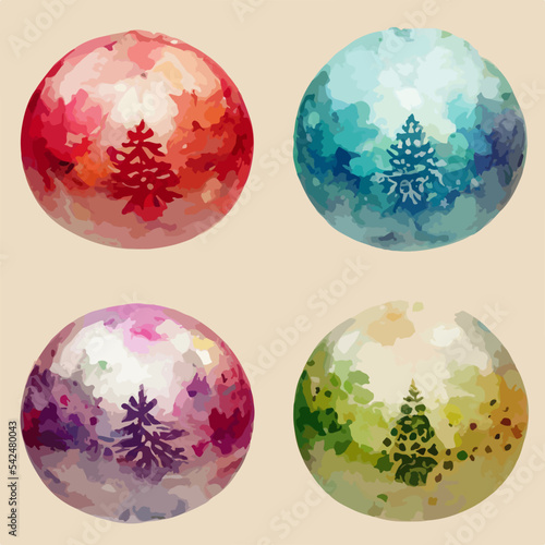 Seamless pattern christmas balls  aquarelle balls endless background pattern. New-year holidays