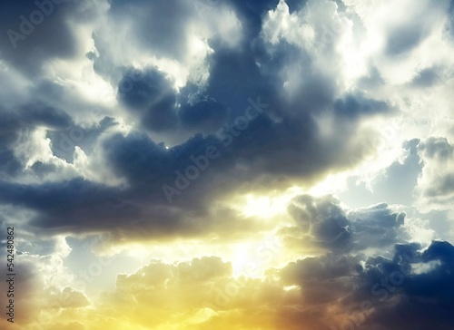 grass field landscape in cloudy sky with fair weather. rendering illustration, octane, blender, nature, sun light.