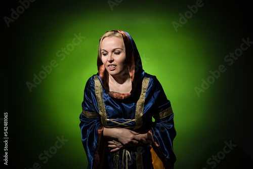 Картината върху платно the fortune-teller became ill she wants to vomit she holds on to her stomach