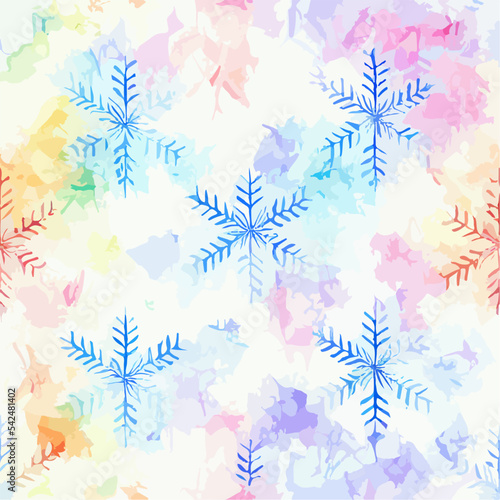Seamless pattern christmas snowflake, watercolor background pattern. New-year holidays