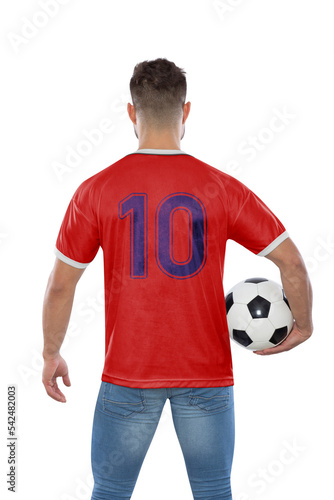 Soccer fan man with number ten in jersey